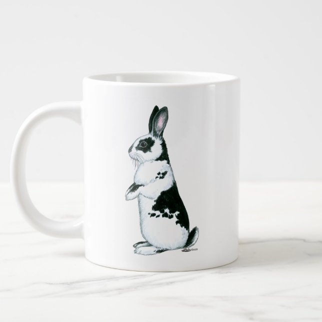 Caneca De Café Grande Coelho: Preto e Branco (Esquerda)