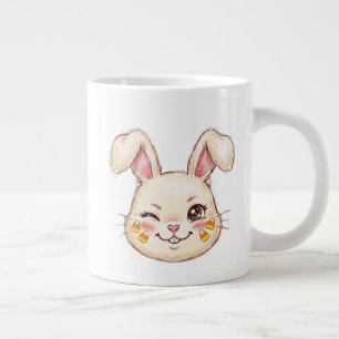 Caneca De Café Grande coelho travesso piscando doce de abóbora rosto dor