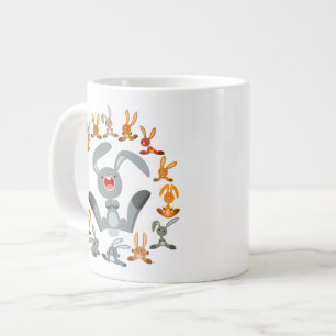 Caneca De Café Grande Coelhos de cartoon bonitos Mandala Jumbo Mug