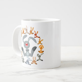 Caneca De Café Grande Coelhos de cartoon bonitos Mandala Jumbo Mug