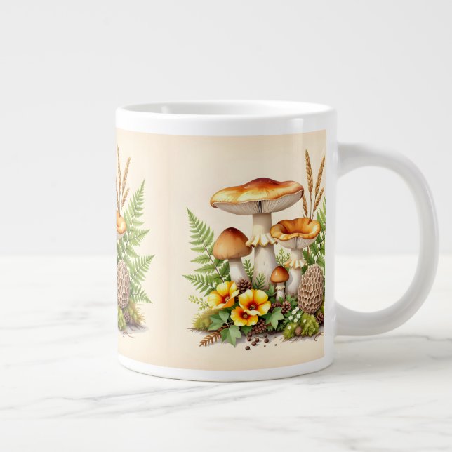 Caneca De Café Grande Cogumelos aquarela (Direita)