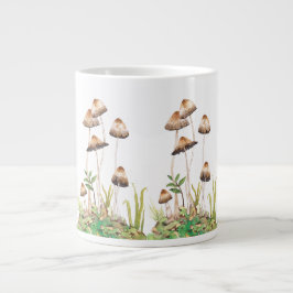 Caneca De Café Grande Cogumelos Florestais Castanhos