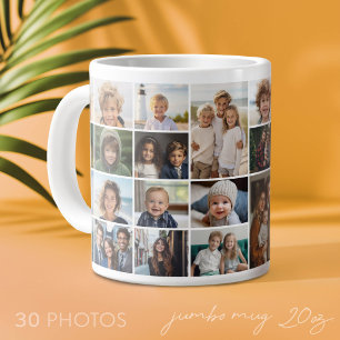 Caneca De Café Grande Colagem de 30 fotos - grade de fotos pequenas