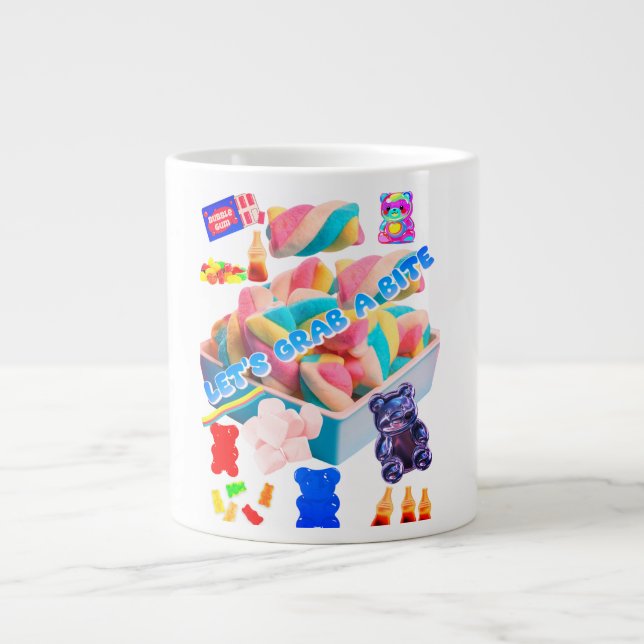 Caneca De Café Grande Colagem de Doces (Frente)