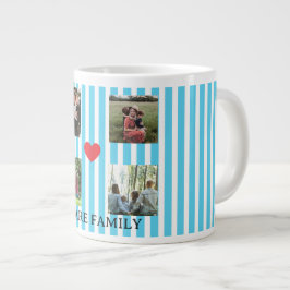 Caneca De Café Grande colagem de famílias listradas a pastel