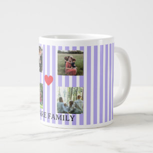 Caneca De Café Grande colagem de famílias listradas a pastel