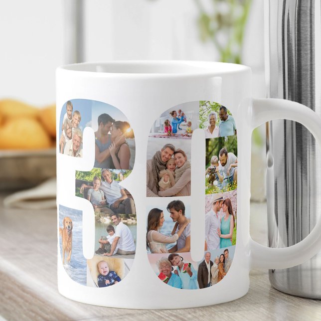 Caneca De Café Grande Colagem de Fotografias Número 30 - aniversário de  (Criador carregado)