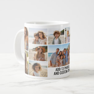 Caneca De Café Grande Colagem de Fotos - 13 Imagens mais Bloco de Texto