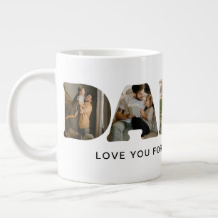 Caneca De Café Grande Colagem de Fotos Carta PAPAI Dia dos Pais 
