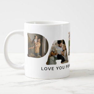 Caneca De Café Grande Colagem de Fotos com a palavra PAPAI