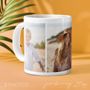Caneca De Café Grande Colagem de Fotos da Coluna 3 - Grade Moderna Verti