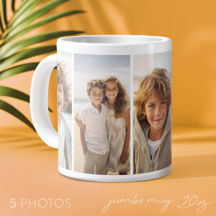 Caneca De Café Grande Colagem de Fotos da Coluna 5 - Grade Moderna Verti