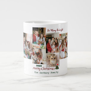 Caneca De Café Grande Colagem de Fotos da Família Natal Moderna Elegante