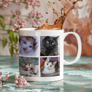 Caneca De Café Grande Colagem de Fotos de Animais de Estimação da Famíli