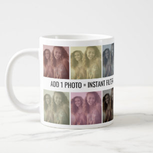Caneca De Café Grande Colagem de Fotos de Arte Pop Instantâneo com Filtr
