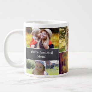 Caneca De Café Grande Colagem de Fotos de Dias de as mães Personalizado