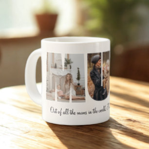 Caneca De Café Grande Colagem de fotos de mãe para Dia de as mães