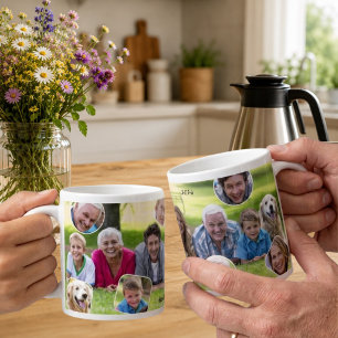 Caneca De Café Grande Colagem de Fotos de Memórias da Família Presente d