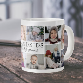 Caneca De Café Grande Colagem de Fotos de Netos - Lembrança Preciosa