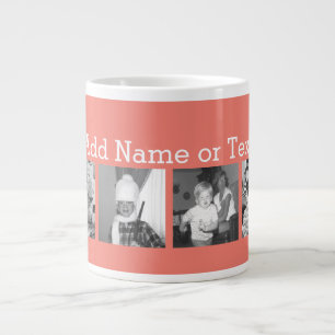 Caneca De Café Grande Colagem de Fotos do Instagram com 4 imagens - cora