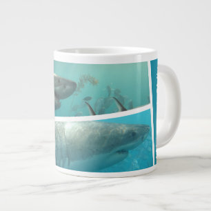 Caneca De Café Grande Colagem de Fotos do Oceano Austrália de Tubarões P