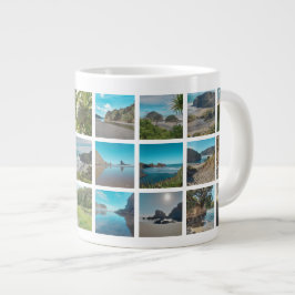 Caneca De Café Grande Colagem de Fotos Instagram Costa de Verão Nova Zel