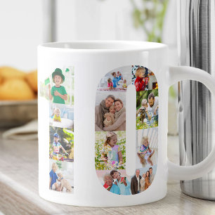 Caneca De Café Grande Colagem de Fotos Número 10 Aniversário de 10 anos
