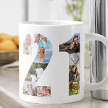 Caneca De Café Grande Colagem de Fotos Número 21 - aniversário de 21 ano<br><div class="desc">Mug gigante personalizado para aniversário de 21 anos. Crie sua própria colagem de fotos usando suas fotos favoritas. As suas fotografias serão apresentadas automaticamente sob a forma do número 21 em ambos os lados da caneca. A colagem de fotos contém uma mistura de fotos quadradas, retratos e paisagens para lhe...</div>