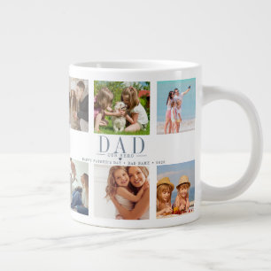 Caneca De Café Grande Colagem de Fotos Personalizada do Dia dos Pais par