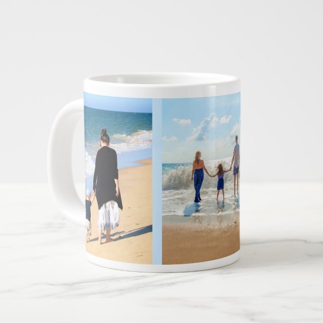 Caneca De Café Grande Colagem de Fotos Personalizada Mug Oferece seu Des (Frente Esquerda)
