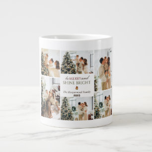 Caneca De Café Grande Colagem de Fotos Simples da Família de Árvores de