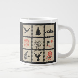 Caneca De Café Grande Colagem de selos naturais