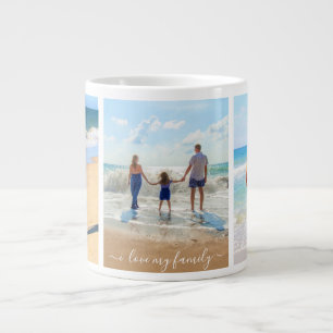 Caneca De Café Grande Colagem e texto personalizados de fotos - Eu amo m