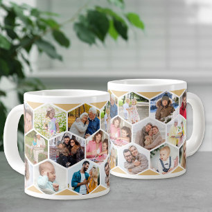 Caneca De Café Grande Colagem Geométrica de Fotos 17 Imagem