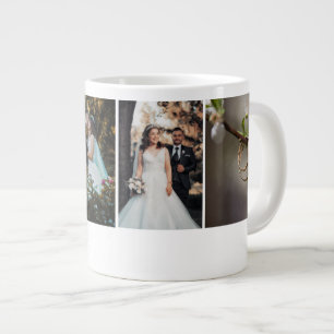 Caneca De Café Grande Colagem Personalizada de Fotos de Casamento