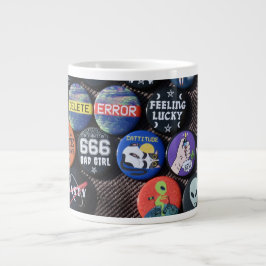 Caneca De Café Grande Coleção de Insígnia Retro Vintage Colorida 