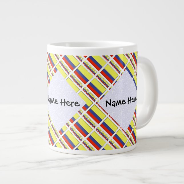 Caneca De Café Grande Colômbia e a bandeira colombiana são personalizada (Frente Esquerda)