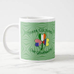 Caneca De Café Grande Colombia Ireland USA Shamrock Flag Personalizado
