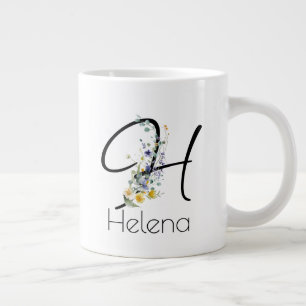 Caneca De Café Grande Coloração d'água do monograma do empregador de pre