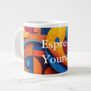 Caneca De Café Grande Colorcubo 5 Cubismo Colorido