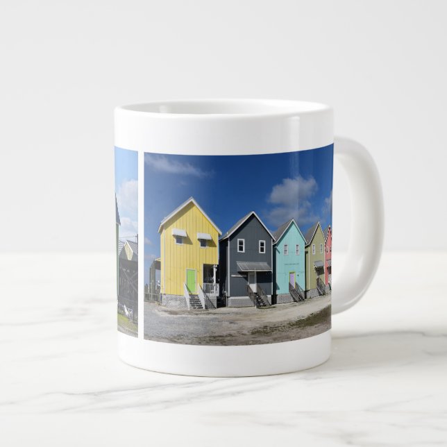 Caneca De Café Grande Colorful Dauphin Island Houses, Alabama (Frente Esquerda)