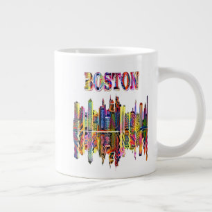 Caneca De Café Grande Colorida paisagem urbana de Boston Giant Coffee Mu