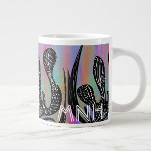 Caneca De Café Grande Colorido Doodle Arco-Íris Coral