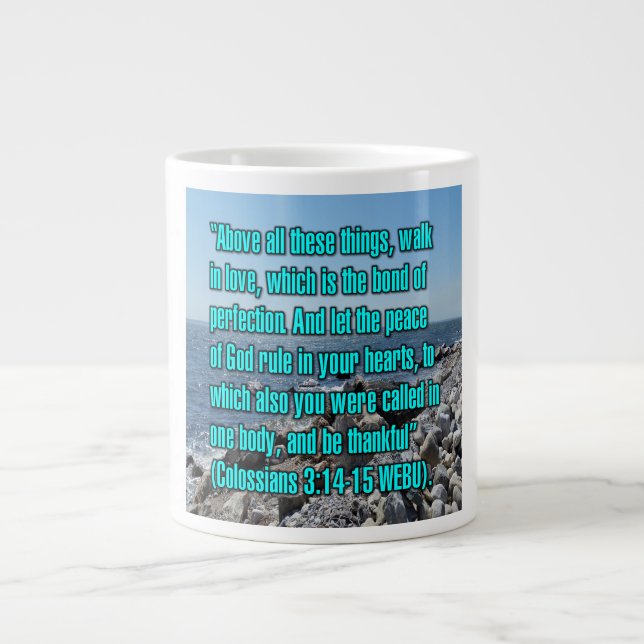 Caneca De Café Grande Colossenses 3:14-15 WEBU Mug (Frente)