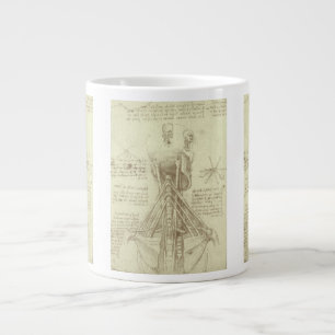 Caneca De Café Grande Coluna Espiral de Anatomia Humana de Leonardo da V