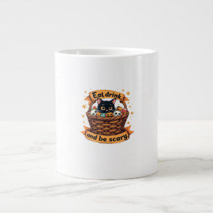 Caneca De Café Grande Coma Beba E Seja Assustador Cesta de Trick Or Trea