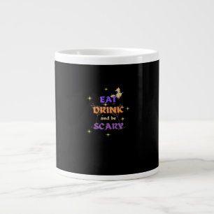 Caneca De Café Grande Coma, Beba E Seja Assustador Design Divertido de H