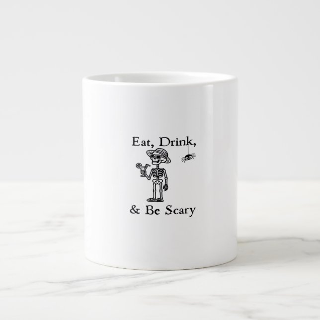 Caneca De Café Grande Coma, Beba E Seja Assustador Estilo Estético de Ha (Frente)