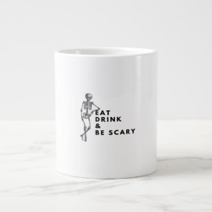 Caneca De Café Grande Coma Beba E Seja Assustador Halloween Esqueleto Vi