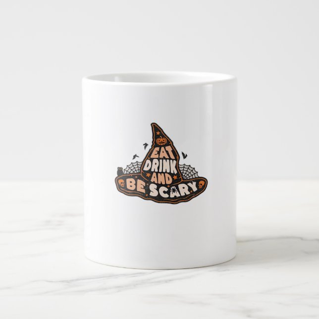 Caneca De Café Grande Coma Beba E Seja Assustadora Bruxa Somente Present (Frente)